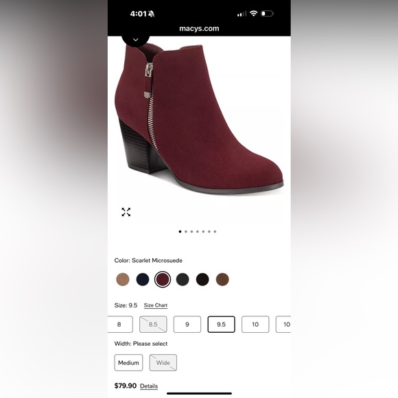 NEW Style & Co. Women's Red Scarlet Microsuede Masrinaa Ankle Boots 9.5W - Picture 11 of 11